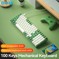 BOW Hot Swappable 100 Keys Ergonomics Computer Accessories Wired Gaming Mechanical Keyboard for Laptop Desktop