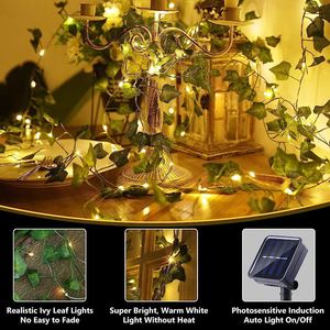 A84 Garden Party Acción de Gracias Decoración colgante LED String Lights Artificial Lvy Leaves Garland Plants Lvy Vines - Product Image 3