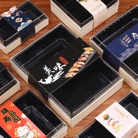 ESTICK Boîte à sushi en bois jetable pour couper les fruits à emporter pour restaurants sortie de printemps Desserts Saumon Poisson cru japonais
