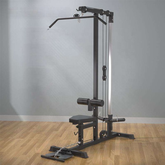 VIGFIT Metal Lat Pulldown Machine with Bench Adjustable Cable Multi-Function Chest Workout Equipment for Unisex Use