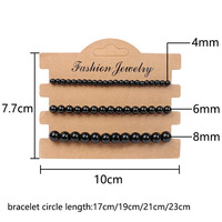 3 Pcs Set Gelang Batu Permata 4/6/8mm Terlaris, Gelang Batu Alam Manik-Manik untuk Penyembuhan Kecemasan