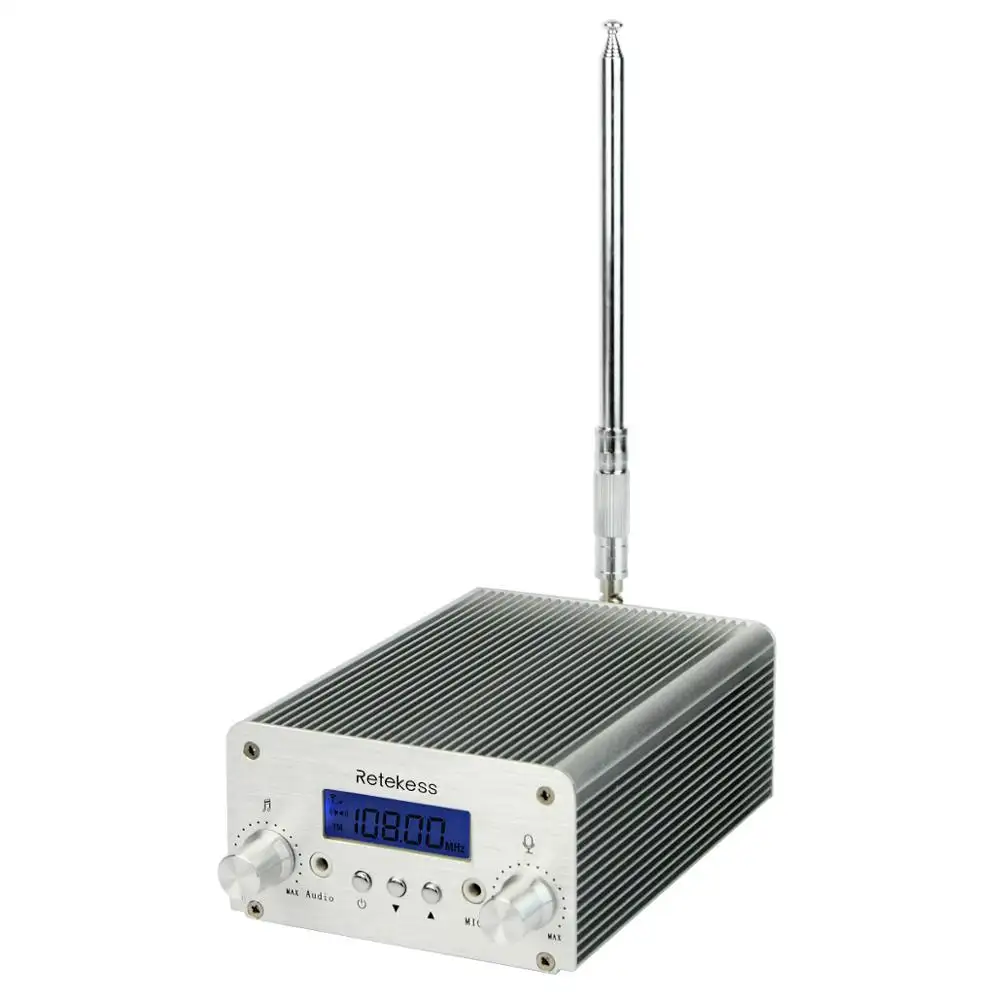 1W/6W pemancar PLL FM Mini, Radio Stereo stasiun siaran nirkabel + Daya + antena Retekess TR501