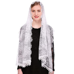 Noir et blanc femmes espagnol mantille Long voile catholique pour chapelle église châle tête couvrant écharpe masse châle et écharpes - Product Image 3