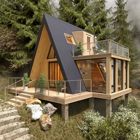 SUBEI Maison préfabriquée de luxe en acier avec toit en bois, type A-frame, Villas conteneurs, Bureaux, Maison triangulaire pliable