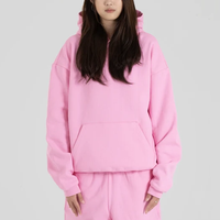 Ensemble de survêtement épais en molleton avec sweat à capuche et pantalon de jogging, poche kangourou, logo personnalisé imprimé en relief, coupe oversize pour femme, vente en gros