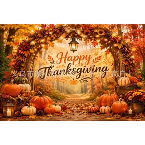 Toile de fond de Thanksgiving Jiaqin en tissu polyester 100D, décoration de fête, fond photo, thème récolte d'automne - Product Image 3