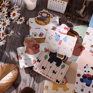 9,8x6,8 cm alta calidad niños dibujos animados animales tarjetas lindo conejo León oso leopardo gato mono Panda perro bendición tarjeta de felicitación - Product Image 3