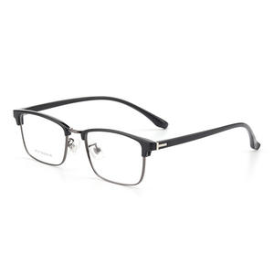 Montures de lunettes rétro noires pour hommes, monture rectangulaire complète, verres en résine anti-uv, style professionnel 98197 - Product Image 1