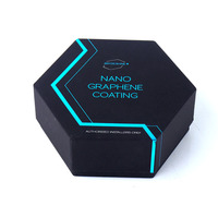 Boîte cadeau rigide hexagonale noire mate personnalisée avec logo imprimé UV bleu pour produits électroniques, entretien automobile, emballage vide