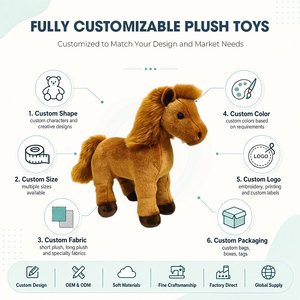 Boneka Kuda Custom, Mainan Hewan Isi Dakron Realistis, Boneka Lembut dan Nyaman, OEM ODM, Maskot Personalisasi, Penjualan Grosir Langsung dari Pabrik, Pro Pro - Product Image 2