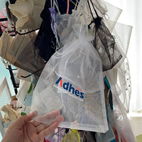 Sacs à cordes transparents de très grande capacité avec logo en soie imprimé au design personnalisé sac de pochette en organza avec cordon de serrage pour vêtements