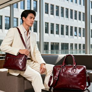 Bolso de mano para documentos de 14 pulgadas de gran capacidad de cuero de grano Superior de Negocios de <span class=keywords><strong>Abogados</strong></span> de moda clásico personalizado, bolso de trabajo para ordenador portátil, maletín - Product Image 4