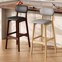 Tabouret de bar moderne en bois massif avec dossier rembourré, chaise de comptoir pour hôtel, salle à manger, maison