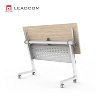 Table de formation pliante Leadcom L-F02 moderne multi-tailles en acier et aluminium avec roulettes et plateau rabattable pour salles de formation