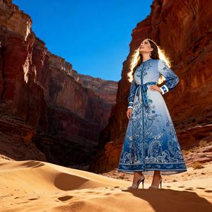 Nouvelle robe Abaya en polyester imprimé de luxe pour femmes musulmanes, robe élégante sur mesure avec tissu de haute qualité - Product Image 4