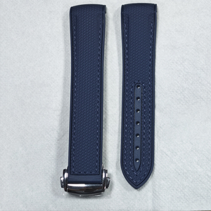 Correa para <span class=keywords><strong>Reloj</strong></span> <span class=keywords><strong>Omega</strong></span> <span class=keywords><strong>Seamaster</strong></span> Sport de 20mm 22mm con Extremos Curvos de Nylon y Goma Azul con Cierre Plateado Pulido y Característica Transpirable - Product Image 2