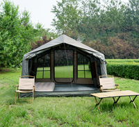Grande tente de camping familiale d'extérieur gonflable imperméable en toile Oxford coton aérien glamping ouverture automatique rapide kaki >3000mm