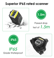 Effon PS02 Scanner de codes-barres 2D portable mains libres, robuste IP65, conception en forme de bague, léger 45g, portée 30M pour la gestion des stocks
