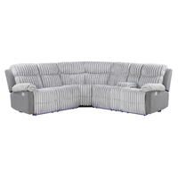 Graues Modernes Polyester-Modulsofa mit LED-Beleuchtung, Verstellbarem Schlafsofa und Holzbeinen für Wohnzimmer, Apartment und Villa