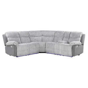 Grey Modern Polyester Sectional with LED Reclining <b>Sofa</b> <b>Bed</b> Wood Legs for Living Room - Product Image 2