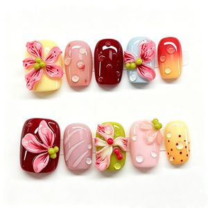 <span class=keywords><strong>Faux</strong></span> <span class=keywords><strong>Ongles</strong></span> Carrés Rouges Faits Main avec Motifs Floraux 3D Multicolores – Lot de 10 Breloques <span class=keywords><strong>à</strong></span> Presser – Rouge, Blanc, Bleu - Product Image 5