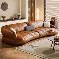 Canapé en cuir véritable minimaliste italien LXXL657, style vintage français, forme droite, pour salon/chambre, subventionné par le gouvernement