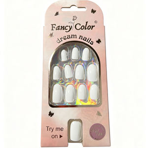 Ongles pressés, faux ongles de luxe en forme de cercueil, art des ongles en acrylique, ongles français artificiels, faux ongles, prix de gros - Product Image 6