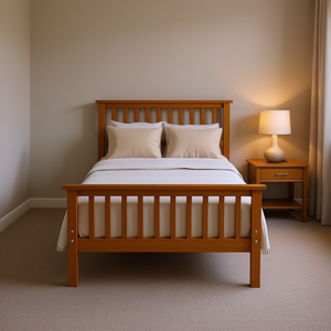 Lit plateforme en bois avec tête et pied de lit en bois massif, design traditionnel, taille Queen - Product Image 2