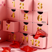 Emballage cosmétique Boîte aveugle mystère Cadeaux de Noël Carton Calendrier de l'Avent Gaufrage Impression Surprise Boîte d'emballage vide