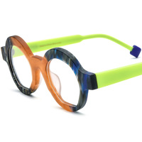 Monture de Lunettes Optiques Rondes en Acétate Multicolore Haut de Gamme pour Hommes et Femmes – Style Streetwear