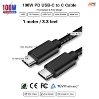 Câble de charge rapide USB Type-C vers C 100W PD 20V 5A avec puce E-Mark, tressé en nylon, cordon de données E-marker pour ordinateur portable et téléphone – Vente en gros