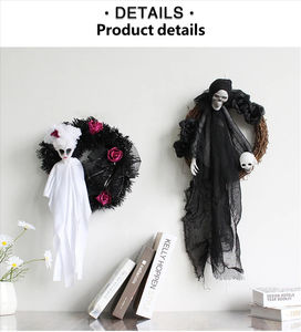 Guirlande de porte fantôme blanche pour Halloween, décoration effrayante pour fête, accessoires de décoration pour maison hantée - Product Image 6