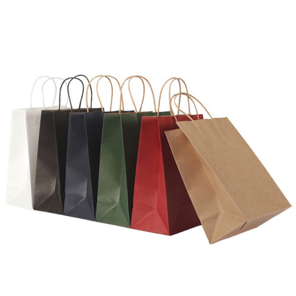 Wholesale Paper Food Bag Custom Bag Small Kraft Paper Bag for Shopping Gift Logo Printed with Flat Handle