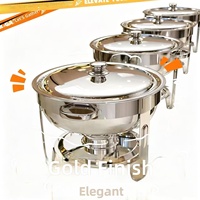 Réchaud à alcool 4,5 L en acier inoxydable avec couvercle dôme, bac à eau et bac alimentaire pour buffet, traiteur, fête, restaurant, argent/or