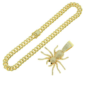 สร้อยคอผู้ชายแฟชั่นดีไซน์ฮิปฮอปยอดนิยมปี 2026 ลายแมงมุม สร้อยคิวบาลิงค์ชุบทอง สไตล์พังก์ สตรีท - Product Image 6