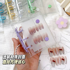 Mini A8 3 anillos carpeta cubierta hoja suelta carpeta bolsillo cuaderno bolsa sobre para tarjetas fotos Colección de uñas postizas - Product Image 3