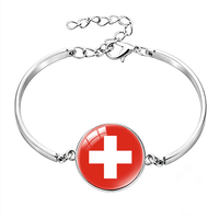 Bracelet personnalisé avec drapeau national d'Afrique du Sud, chaîne en métal et cabochon, idéal pour les matchs de football et comme souvenir de la culture européenne