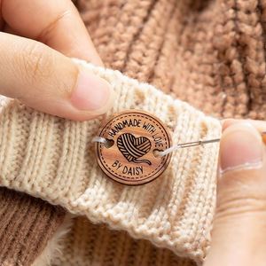 Personalized Custom Laser Engraved Heart-Shaped Openwork Round <b>Wooden</b> Tag 25x25mm Durable for Bags Shoes Clothing Keychain - Product Image 4