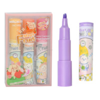 Ensemble de 3 surligneurs parfumés à paillettes, design mignon de fruits de dessin animé, pointe biseautée, surligneurs pour l'école et les étudiants