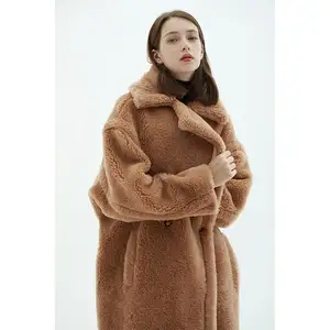 Woolen coat women's silhouette thickened warm lamb fur long yard fur coat