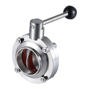 Vanne papillon D61X en acier inoxydable de qualité industrielle, soudée par bout à bout, à commande manuelle par tige de tirage, pour applications de régulation de débit d'eau en gros - Product Image 1