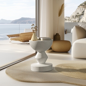 <span class=keywords><strong>Tavolino</strong></span> da Esterno: <span class=keywords><strong>Tavolino</strong></span> Laterale Contemporaneo in Cemento Leggero dalla Forma Unica, <span class=keywords><strong>Comodino</strong></span> per Lampada da Tavolo, Supporto per Piante - Product Image 4