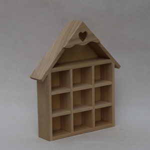 Estante de <span class=keywords><strong>madera</strong></span> en forma de casa, estante de pared, color natural, con 9 partes, decoración para el hogar, <span class=keywords><strong>madera</strong></span> de pino - Product Image 2