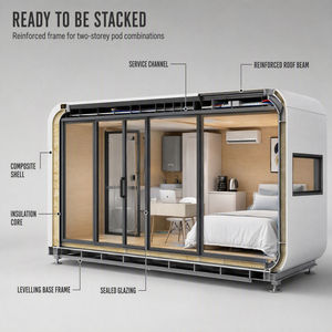 <span class=keywords><strong>Maison</strong></span>-capsule Apple Cabin de 40 pieds, unité d'hébergement préfabriquée avec coque composite arrondie pour usage en hôtel-resort - Product Image 2