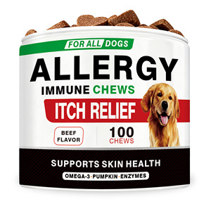 Tabletas Masticables para el Alivio de Alergias en Mascotas, Soporte para la Piel con Picazón y Alergias Estacionales en Perros y Gatos (En Stock) - Product Image 1
