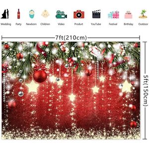 ฉากหลังถ่ายรูปลายดาวคริสต์มาสสีแดง Wollmix ขนาด 7x5 ฟุต สำหรับงานปาร์ตี้วันคริสต์มาส ต้นคริสต์มาส หิมะ แบนเนอร์ ของตกแต่งงานปาร์ตี้ครอบครัว พร็อพถ่ายรูป - Product Image 6