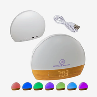 Réveil numérique personnalisé avec logo, simulation du lever du soleil, fonction snooze, USB, pour cadeau promotionnel d'entreprise, bureau, table