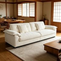 Ensemble de canapés en chenille couleur unie au design moderne, forme carrée, rembourrage en éponge, idéal pour villa, durable et avec pieds métalliques réglables