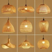 Lampe suspendue rustique en rotin tressé fait main, luminaire en bambou naturel pour îlot de cuisine, salle à manger, décoration murale de ferme ou maison