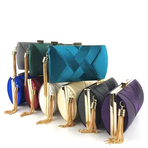 Wholesale Metal Chain Women Shoulder bag Luxury satin evening clutch bags for women Ladies Party Wedding Clutch Bags With Tassel